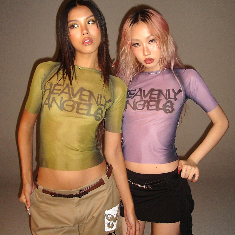 Summer De Clothing - Y2K Топ с буквенным принтом Прозрачные