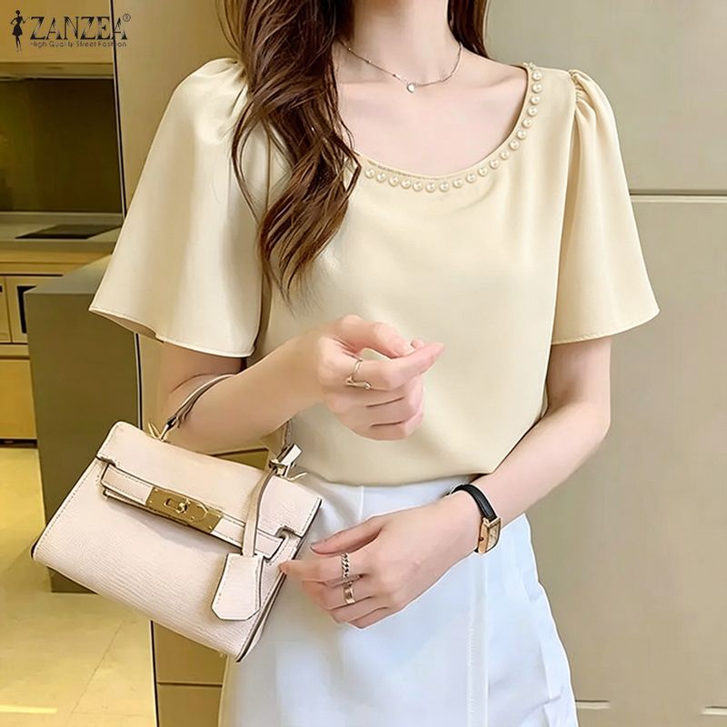 Summer De Clothing - Женские элегантные блузки ZANZEA с жемчужным