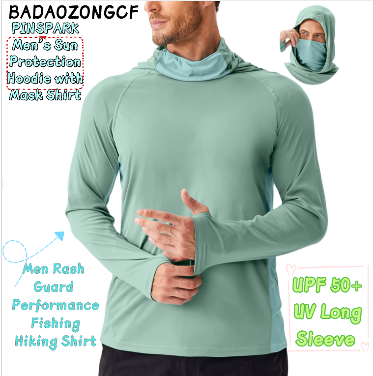 Summer Hiking Clothing - Мужская солнцезащитная толстовка PINSPARK с маской,