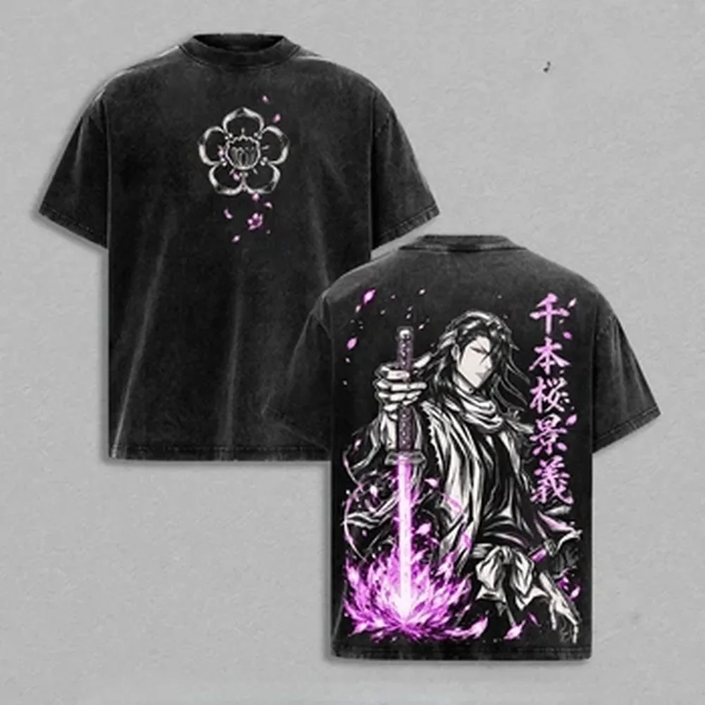Summer Clothing Vintage - Футболка Kuchiki Byakuya BLEACH, винтажная, с