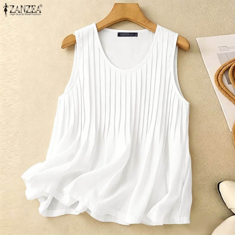 Summer Clothing Plus Size - Женская летняя майка ZANZEA с плиссировкой,