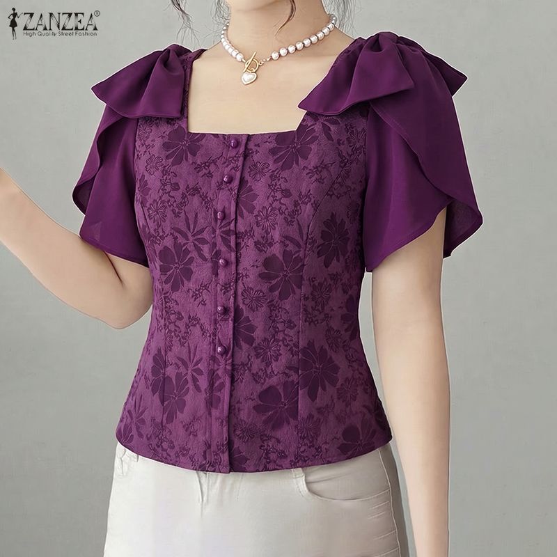 Summer De Clothing - Женские элегантные блузки ZANZEA с цветочным